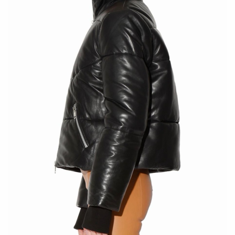 Walter Baker Edwina Leather Puffer Jacket, Black View 2